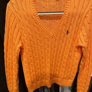 Ralph Lauren V-Neck Sweater in Bright Orange